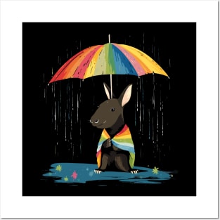 Aardvark Rainy Day With Umbrella Posters and Art